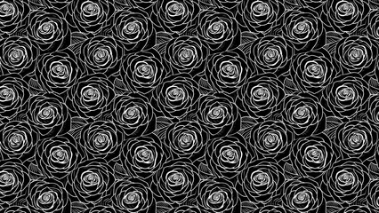 Obraz premium Elegant monochrome rose pattern for sophisticated designs, perfect for textiles, wallpapers, and luxurious branding projects