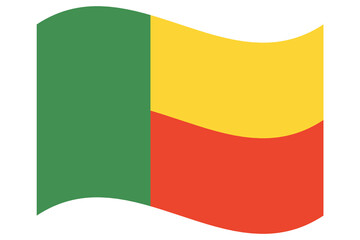 Flag of Benin isolated in wave shape