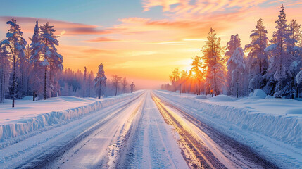 Reflections of Ice and Light. A magical blend of snow, sunset, and silence