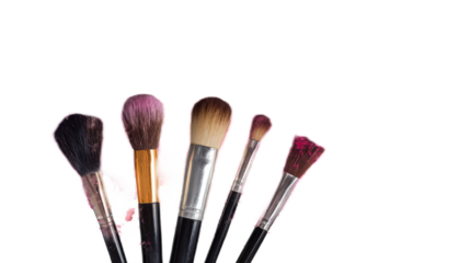 A Set of Beauty Makeup Brushes with Different Sizes and Shapes for Professional and Personal Use in Various Cosmetic Applications