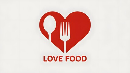 Love food heart design logo restaurant culinary spoon fork kitchen eat delicious meal diet health
