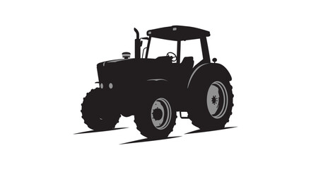 Powerful silhouette of a vintage farm tractor in motion symbolizing agriculture and rural work silhouette