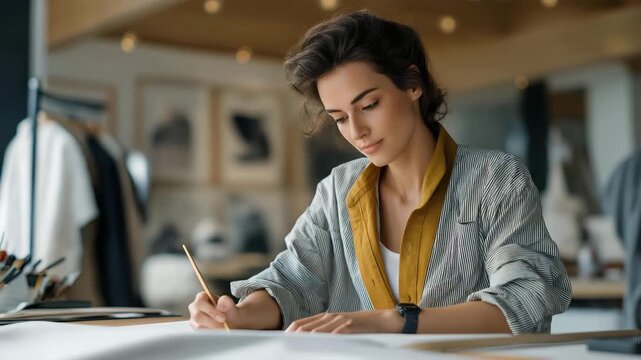 A fashion designer sketching new ergonomic scrubs for hospital staff, highlighting innovation, design thinking, sustainability, and the evolving aesthetics of medical clothing production. cinematic