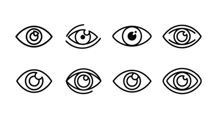 Set of eye icons isolated on white background in line style for design