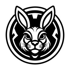 A glyph style icon showing a hare logo