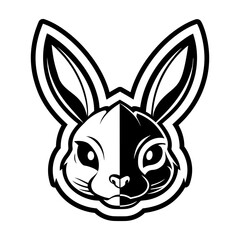 A filled style icon representing a hare face
