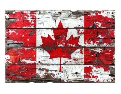 A weathered rendering of a national flag, painted on aged wooden planks, with a central emblem - Powered by Adobe