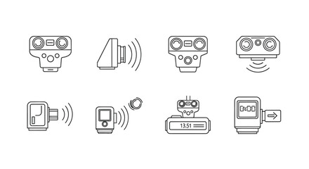 Collection of modern sensor and detector technology icons representing detection and monitoring functions vector