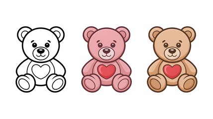 Obraz premium Teddy bear vector illustration cute cartoon animal heart love valentine gift toy drawing design graphic art