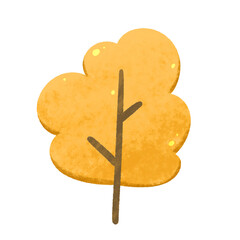 Simple autumn fall yellow tree leaf cute decoration flat watercolor hand drawn clipart png transparent illustration