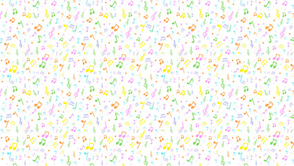 Vibrant, playful music notes pattern perfect for children's products, educational materials, and creative projects