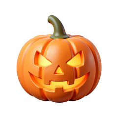 Carved jack-o&rsquo;-lantern pumpkin with angry face, glowing Halloween icon
