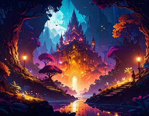 Generated image　森に眠る伝説の城