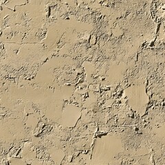 The beige stucco wall shows a rough, textured surface with abstract shapes and unique patterns on stucco finish.
