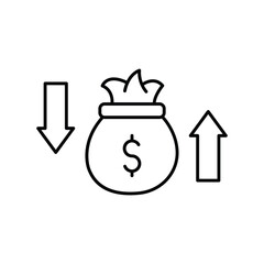 Profit And Loss thinline icon , vector, pixel perfect, illustrator file 
