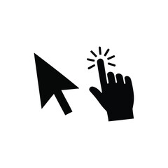 Click here now with finger and cursor icon vector illustration