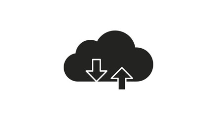 Cloud computing icon with up and down arrows data transfer symbol digital technology concept vector