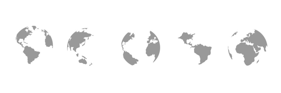 Globe icons set. Planet earth symbol collection.  earth globe silhouette icon on white background . eps 10