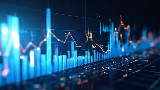 Abstract data visualization of financial charts - Powered by Adobe
