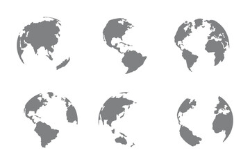 Simple black and white earth globe vector . globe icons set Explore the World Simple and Stylish Globe Icons   set . eps 10 