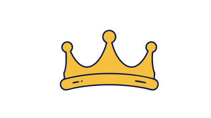 A simple cartoon illustration of a golden crown with a black outline on a white background, symbolizing royalty and power.
