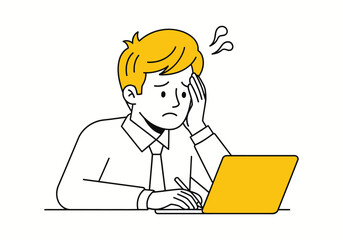 Businessman and student working on laptop computer illustration vector clip art