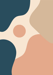 abstract minimalist art with organic shapes, scandinavian. pink, blue, beige. decoration, vector, poster, neutral colors, background