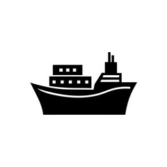 Obraz premium Silhouette of a cargo container ship on transparent background