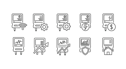 Hand drawn icons representing financial growth security and data analysis technology set vector