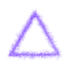 Glowing violet smoke triangle shape, frame with transparent background and mystical neon light effect for abstract futuristic use