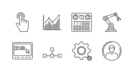 Collection of business and technology icons hand drawn sketch style for presentations and apps vector © Nur