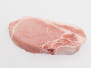 Fresh Pork Chop on White Background. Raw Meat for Cooking, Grocery, and Recipe Preparation