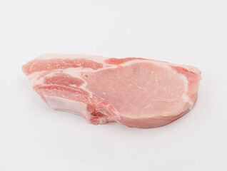 Fresh Pork Chop on White Background. Raw Meat for Cooking, Grocery, and Recipe Preparation