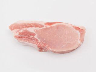Fresh Pork Chop on White Background. Raw Meat for Cooking, Grocery, and Recipe Preparation