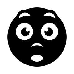 Fototapeta premium Monochromatic Surprised Emoji Face Icon Silhouette on White Background