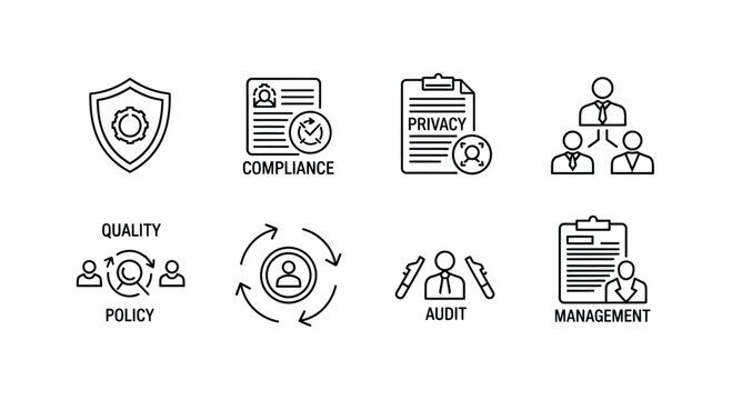 Set of hand drawn business icons representing hr recruitment safety compliance and teamwork concepts vector - Powered by Adobe