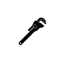 Black Pipe Wrench Silhouette for Plumbing and Repair Work