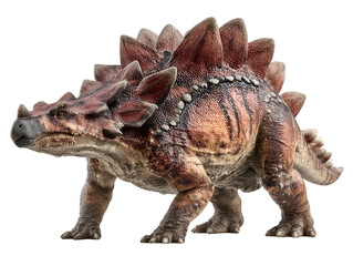 Obraz premium The impressive Stegosaurus, an extinct herbivorous dinosaur, ambles across the ancient plains, its armored plates glistening in the sun's light.