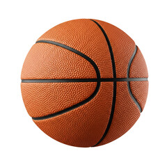 Fototapeta premium A closeup studio shot of a standard orange basketball isolated on a transparent background, showcasing its textured surface and black lines