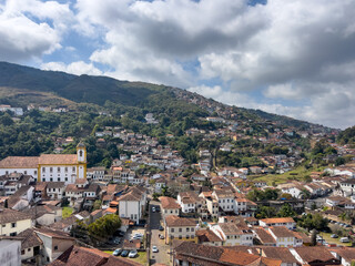 Obraz premium Panoramic view of Ouro Preto historic center, Brazil