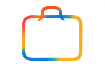 Obraz premium Suitcase outline icon featuring a colorful gradient, symbolizing travel, vacation, and journey concepts. Transparent background