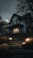 Haunted house Halloween spooky scene