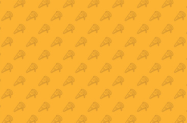 Seamless Pizza Slice Pattern on Yellow Background.
