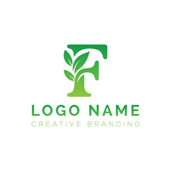Letter F eco friendly logo, green eco logo, eco friendly logo design
