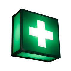 Obraz premium Glowing first aid sign with white cross offers reassurance and direction in times of need and medical emergencies