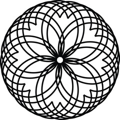  a black and white geometric pattern that resembles a mandala or a mosaic. It is a type of decorative design often used in art and various crafts. 