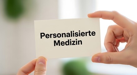 Concept Image Personalized Medicine in German Held by Human Hands Business Card Professional Healthcare