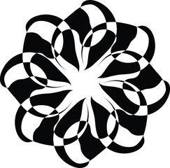  a black and white geometric pattern that resembles a mandala or a mosaic. It is a type of decorative design often used in art and various crafts. 