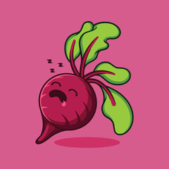 Cute Cartoon Beet Taking a Nap