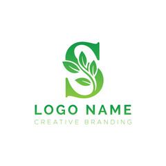Letter S eco friendly logo, green eco logo, 